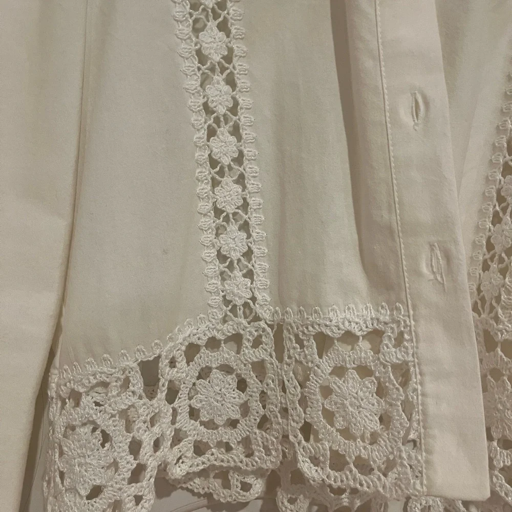 Zara women light cotton jacket with lace in white size M - Picture 3 of 4